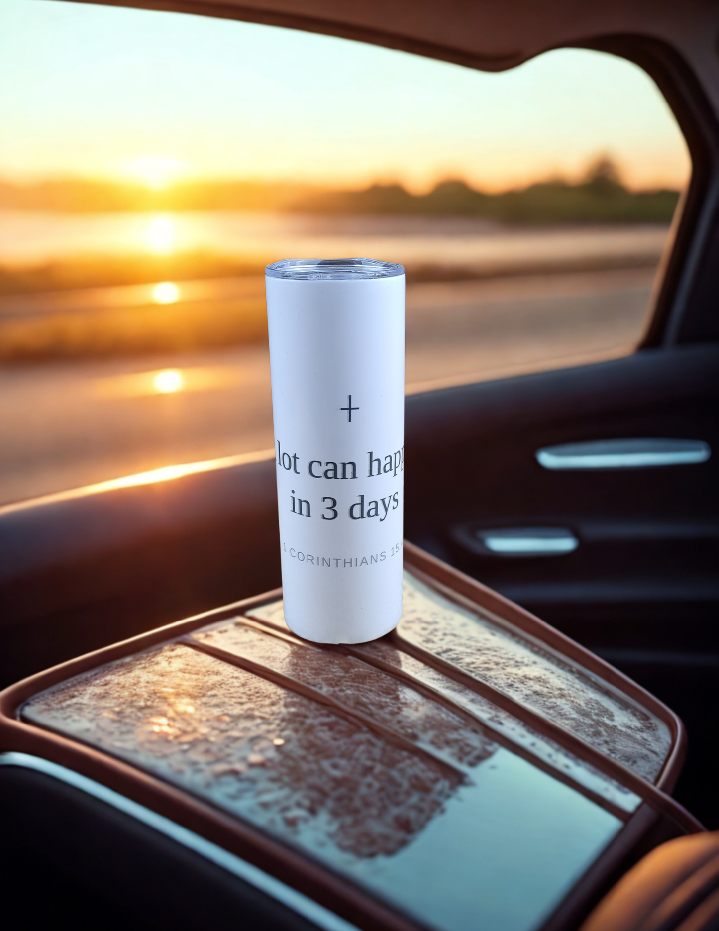 A Lot Can Happen in 3 Days 20oz Skinny Tumbler – Minimal Christian Faith Tumbler